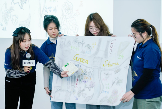 大學(xué)生講解并展示各自團(tuán)隊(duì)的綠地圖