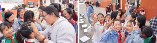 老師為即將表演的同學(xué)們化妝<左>                   準(zhǔn)備表演的舞團同學(xué)<右>