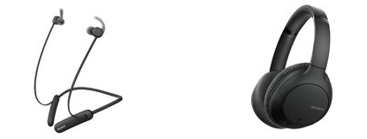  索尼無(wú)線防水運(yùn)動(dòng)耳機(jī)WI-SP510（左）  索尼無(wú)線降噪立體聲耳機(jī)WH-CH710N（右）