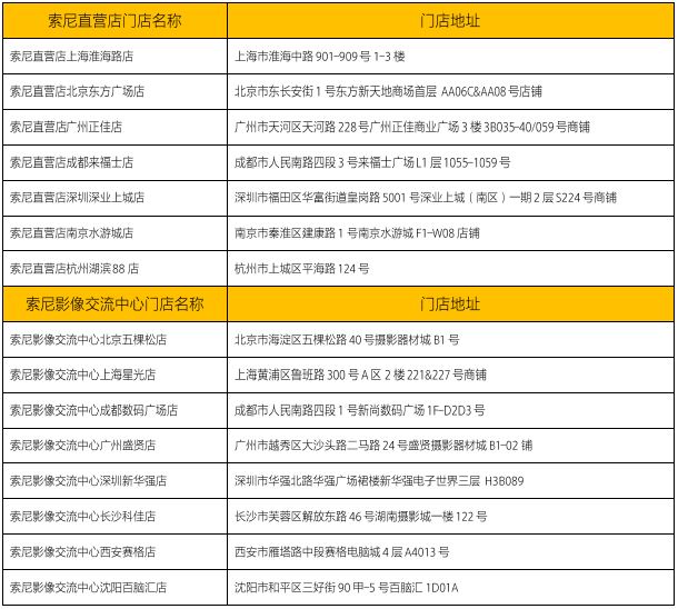 索尼線下體驗店地址