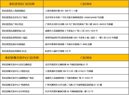 索尼線下體驗(yàn)店地址