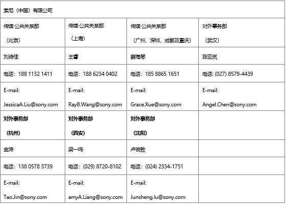 索尼（中國）有限公司公共關(guān)系聯(lián)系表