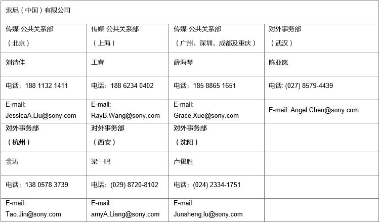 索尼（中國）有限公司公共關(guān)系聯(lián)系表