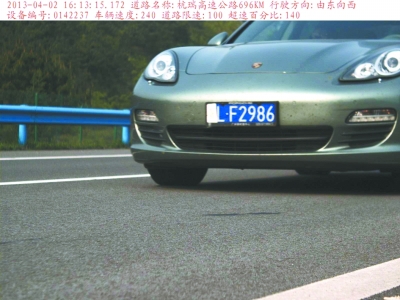 　保時(shí)捷飆車被拍瞬間。湖北省高警總隊(duì)供圖