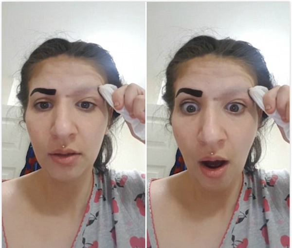 搞笑！女子誤用文眉藥劑導(dǎo)致眉毛不翼而飛